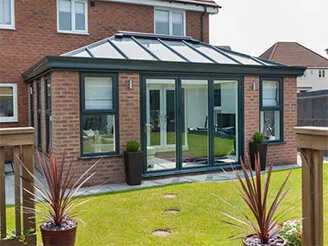 Grey Conservatory with Glass Doors